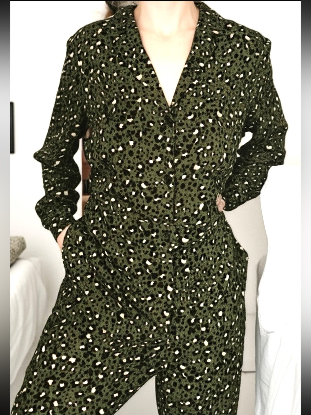 Boden Black Jumpsuit with Pink Leopard Print